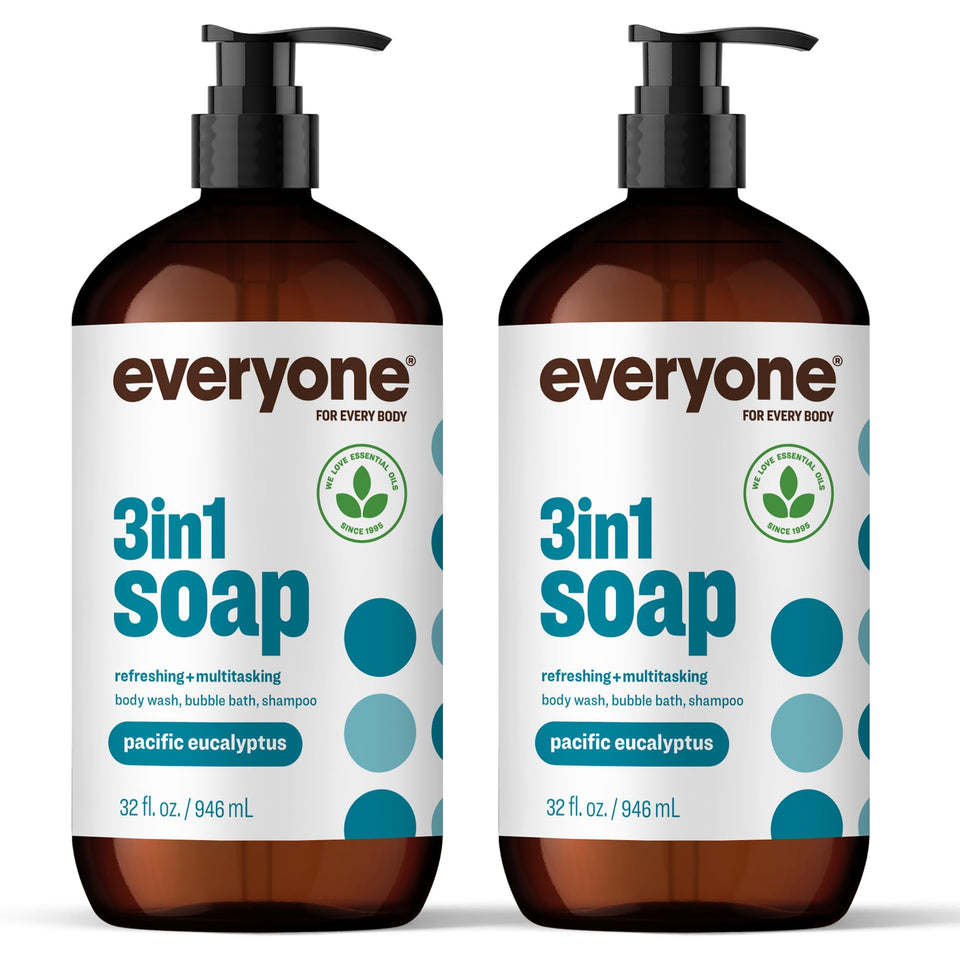 everyone brand front packaging showing two 32-ounce bottles with scent and benefits