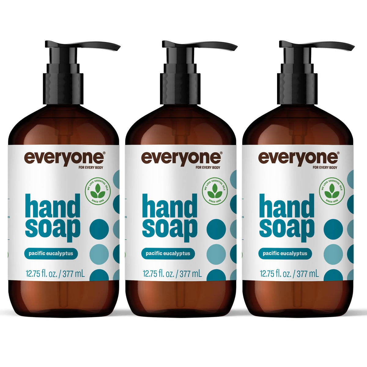 everyone front packaging showing three bottles and recyclable design benefit