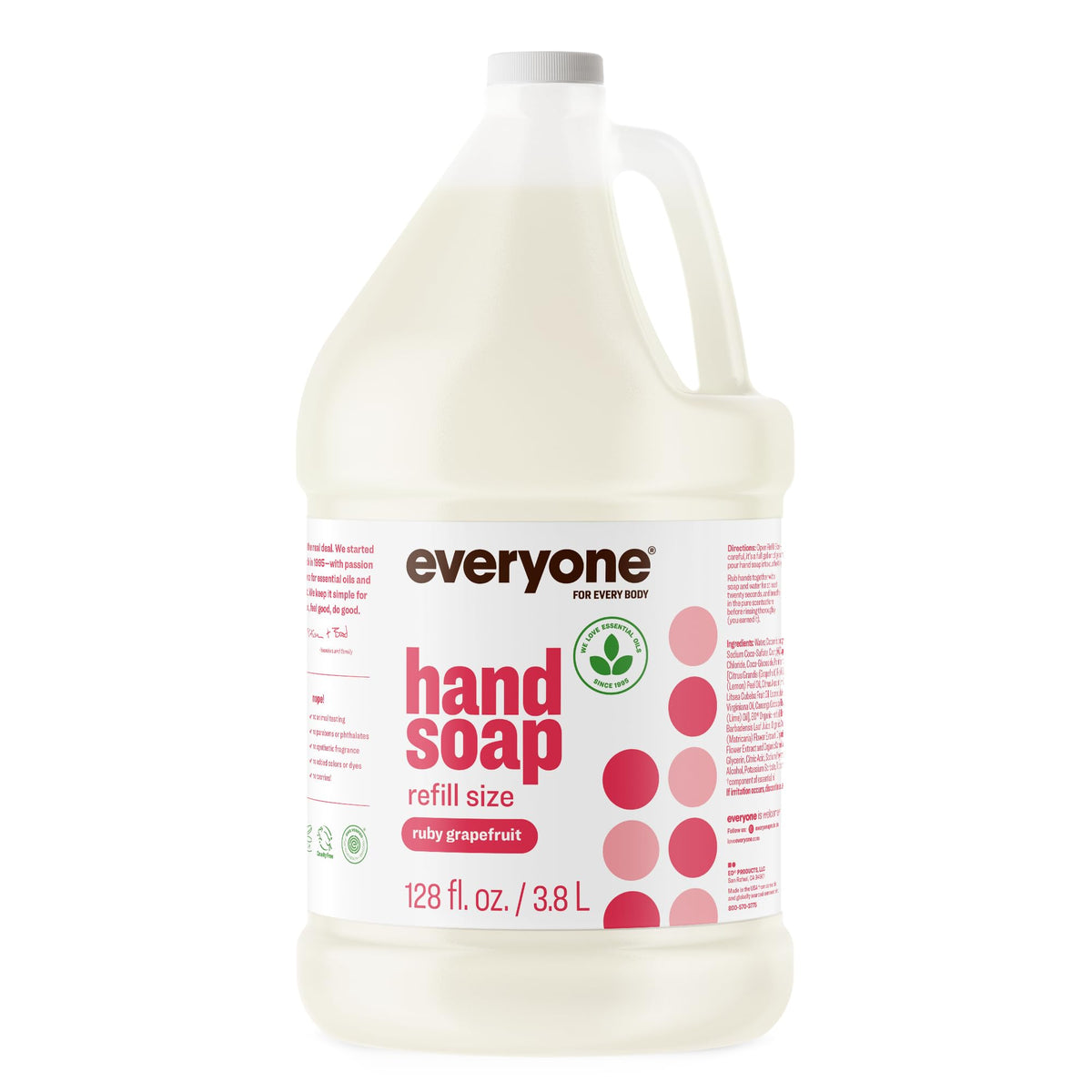 everyone brand gallon bottle front view showing label and recycled plastic benefit
