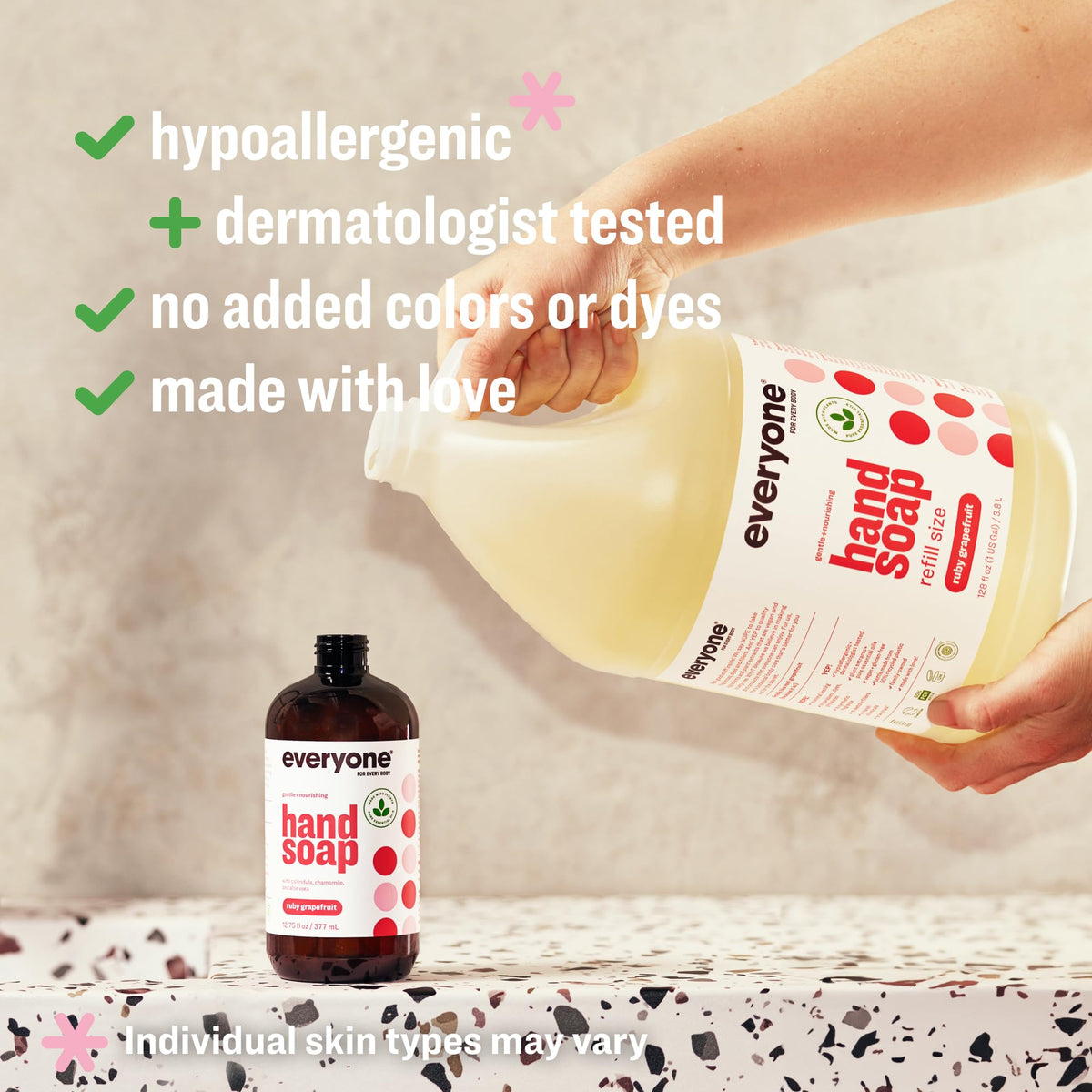 everyone label close-up displaying ingredients and EWG verification benefit