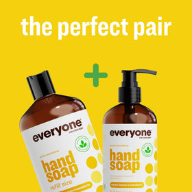 everyone gallon beside hand showing refill size and economy