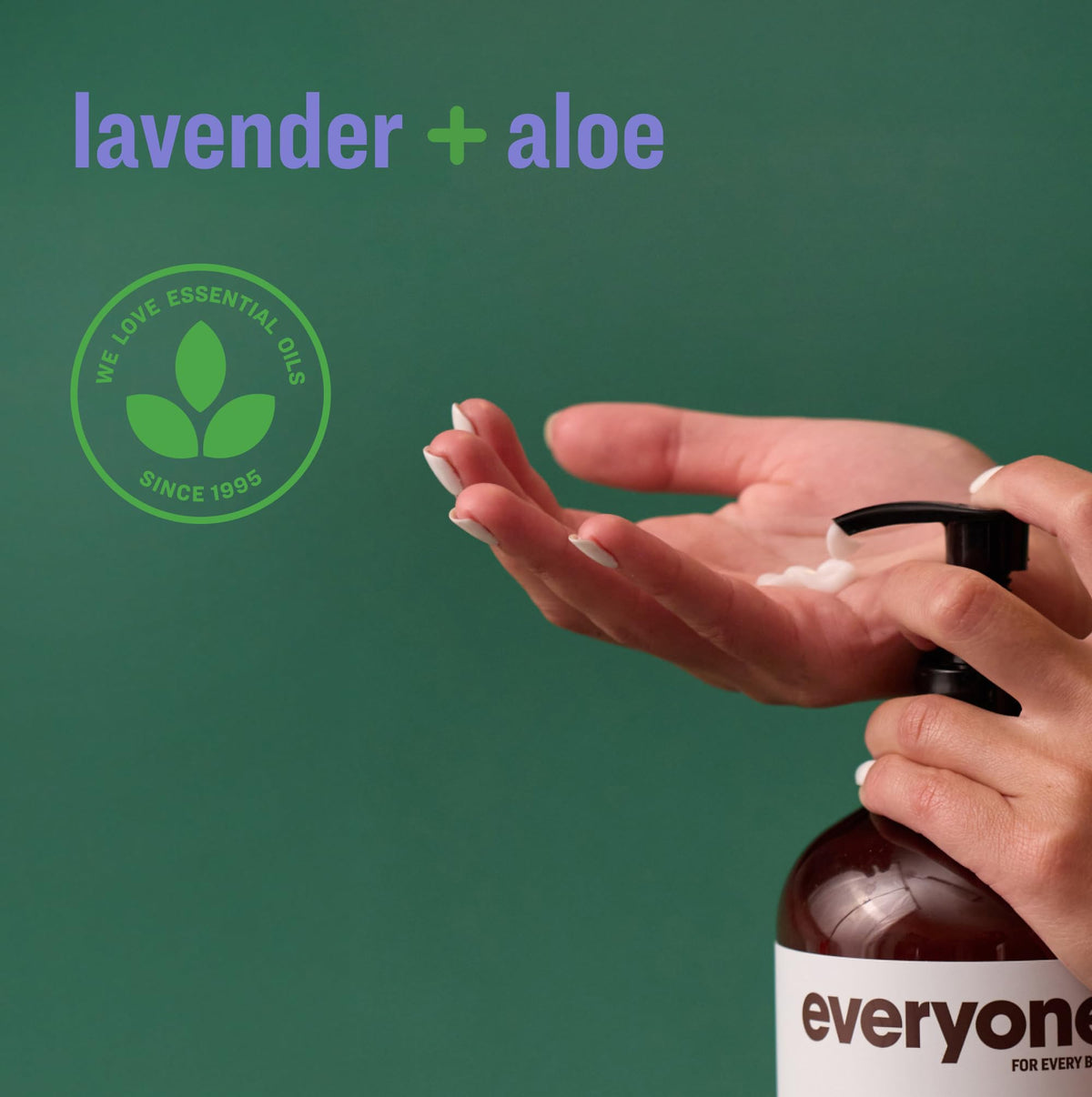 everyone for every body lotion texture on hand showing lightweight absorption and smooth finish benefit