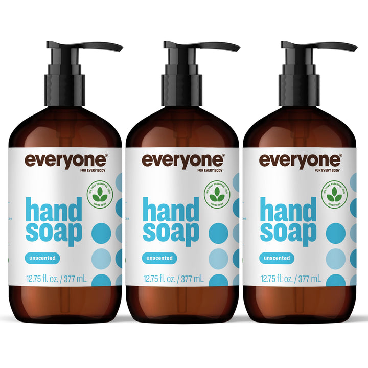 everyone for every body front packaging showing three pump bottles and scent-free benefit