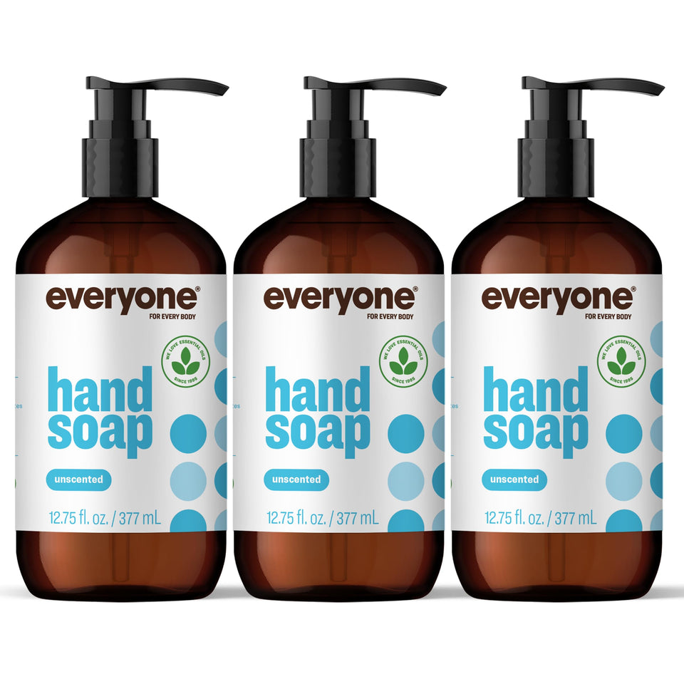 everyone for every body front packaging showing three pump bottles and scent-free benefit