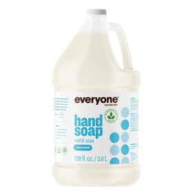 everyone brand gallon front label showing unscented soap and sustainable benefit