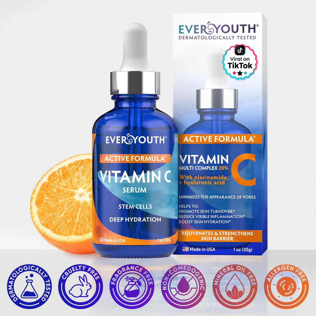 EVERYOUTH stem cell graphic close-up emphasizing renewal-focused ingredients and firmness benefit