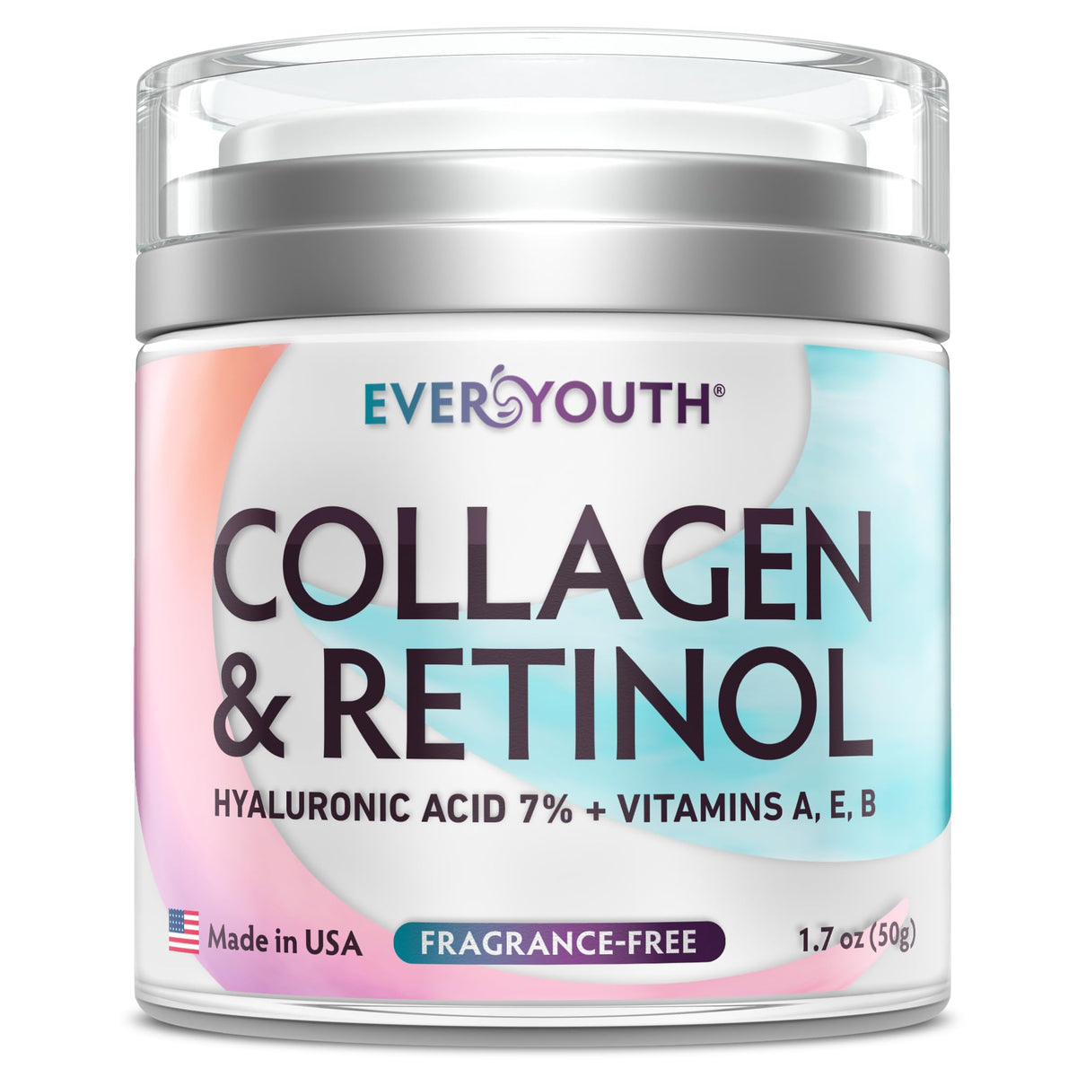 Everyouth jar front view showing label and compact size benefit