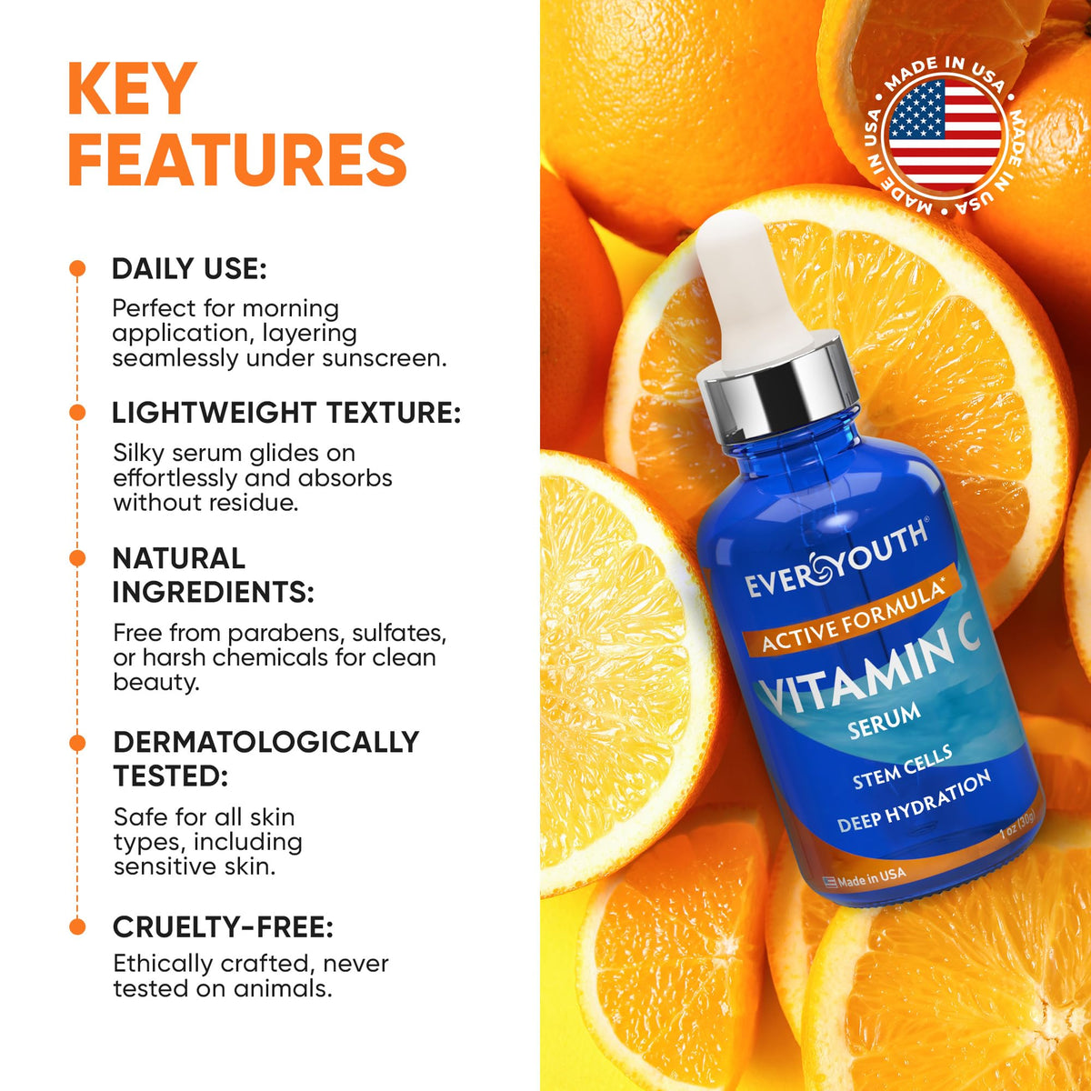 EVERYOUTH serum in hand applying drops to skin to show ease of use and layering benefit