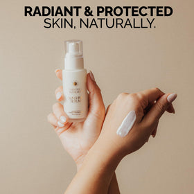 EveryRay Suncare bottle next to credit card showing 1.69 fl oz size for portability