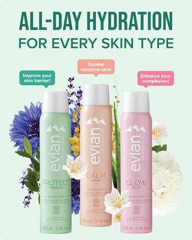 BRUMISATEUR Evian Protect on skin after application demonstrating healthy-looking glow