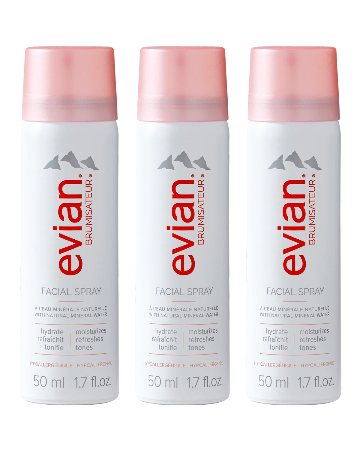 BRUMISATEUR evian front packaging showing trio and travel convenience