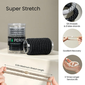 EVITA PERONI side profile elastic showing thickness and stretch durability