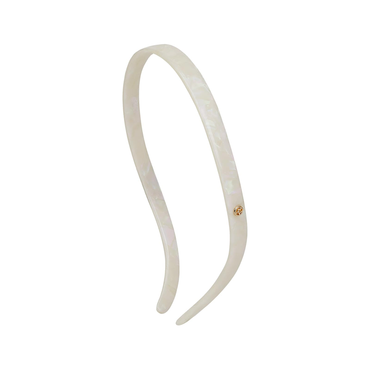 EVITA PERONI front view of white hairband showing sleek shape and comfort