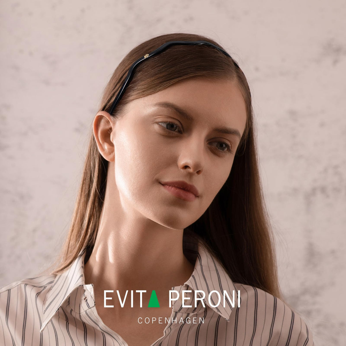 EVITA PERONI side wave profile close-up showing temple channel for glasses comfort