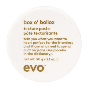 EVO Box O' Bollox front tub showing label and matte packaging benefit