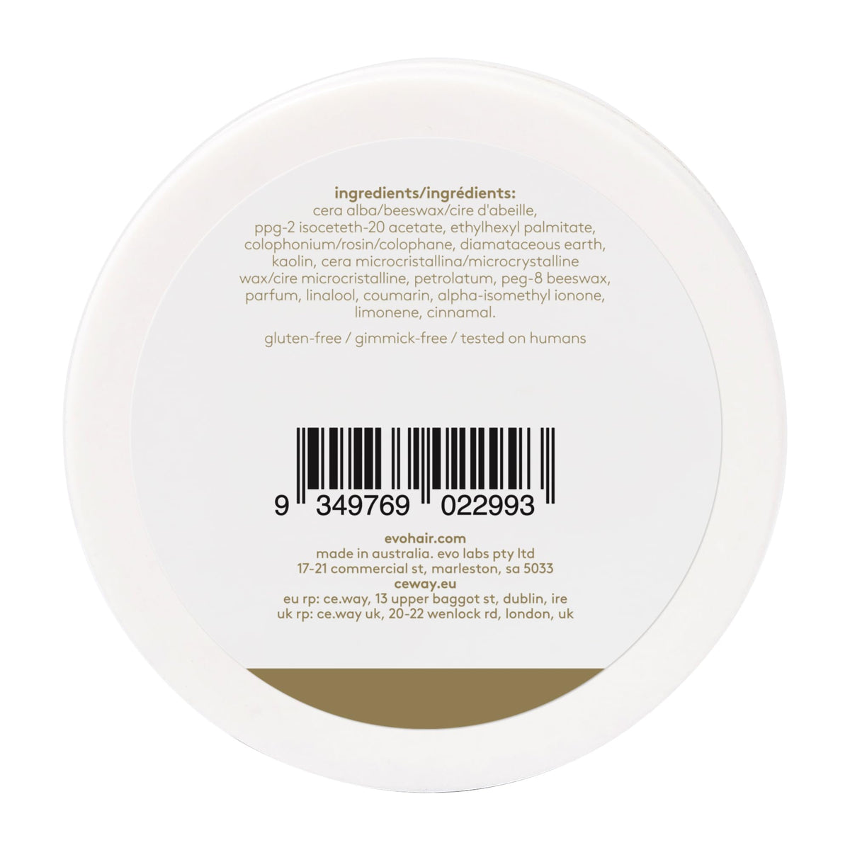 EVO Cassius open jar revealing clay texture for easy finger pickup