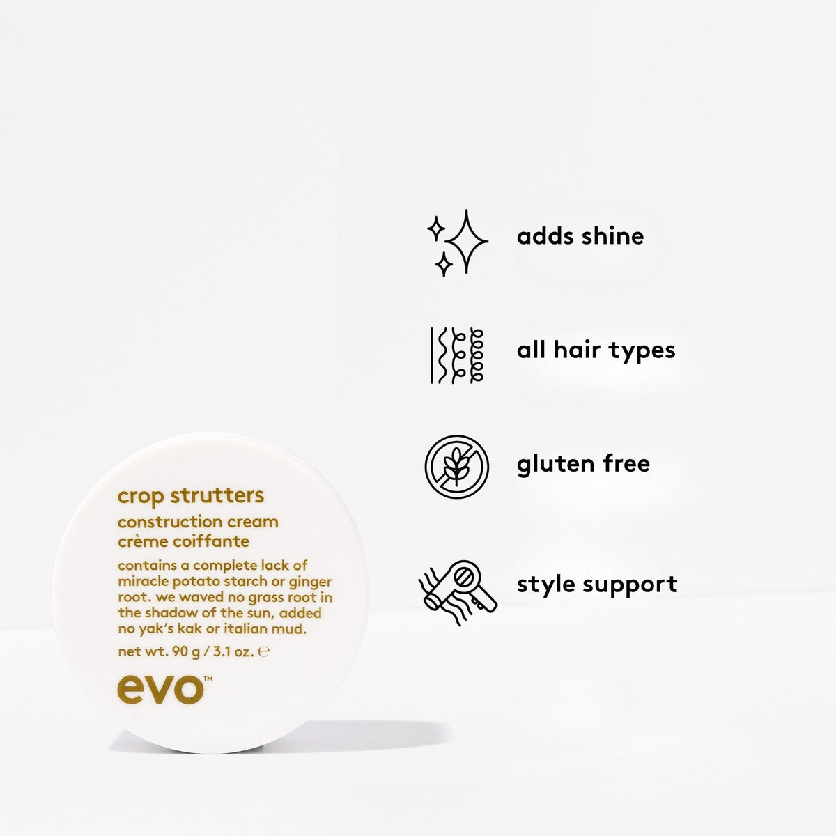 EVO Crop Strutters applied to short hair demonstrating texture and natural hold