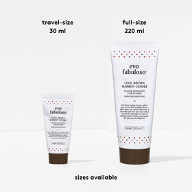 EVO Fabuloso Cool Brown on bathroom shelf suggesting salon-quality routine