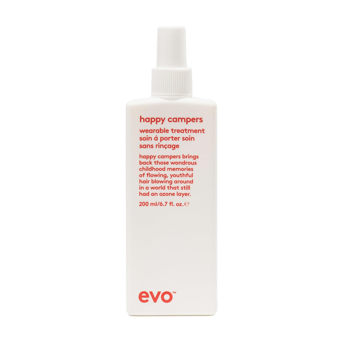 EVO front packaging of Happy Campers 200ml showing product clarity and convenience