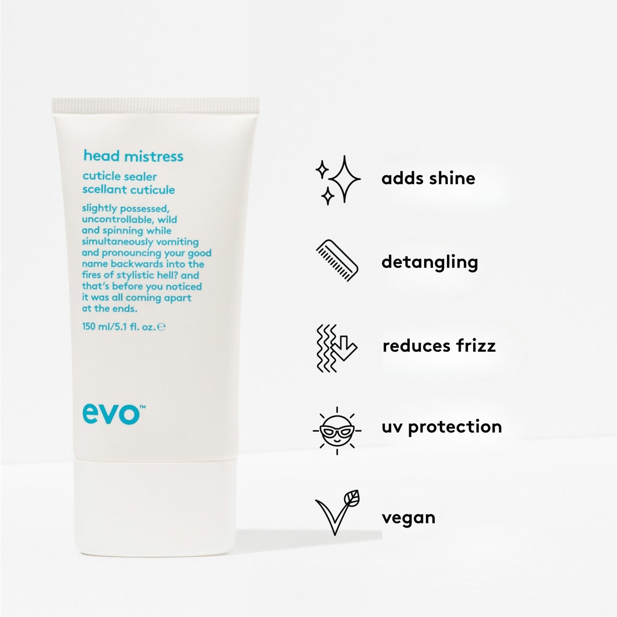 EVO Head Mistress next to common objects showing 150ml scale and travel convenience