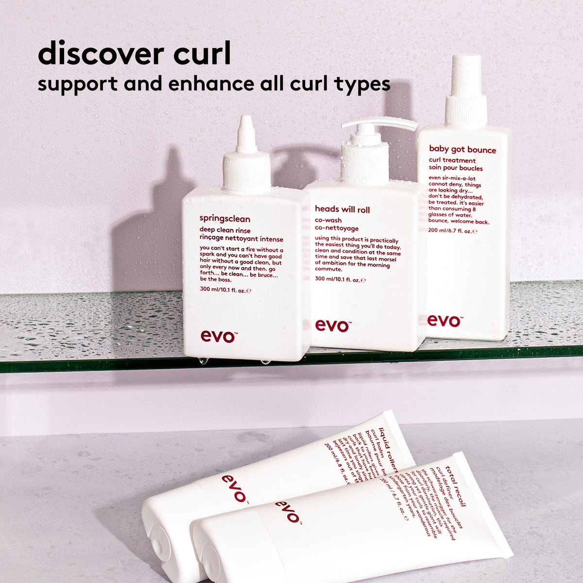 EVO used by model with curly hair showing polished, touchable results