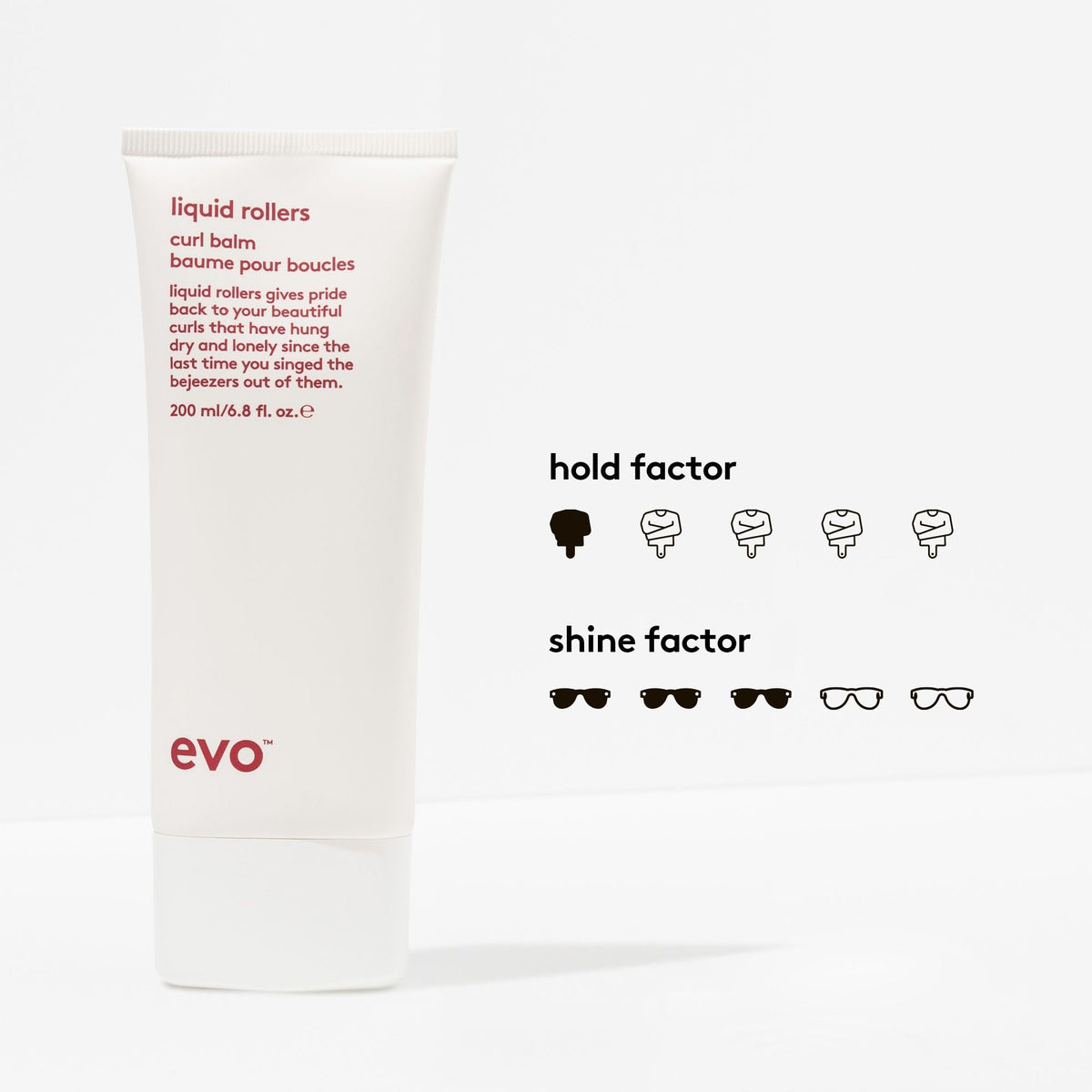 EVO applied to damp hair to define curls and aid styling