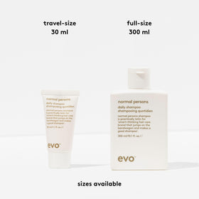 EVO bottle beside hand showing 10.1 fl oz size and travel-friendly benefit