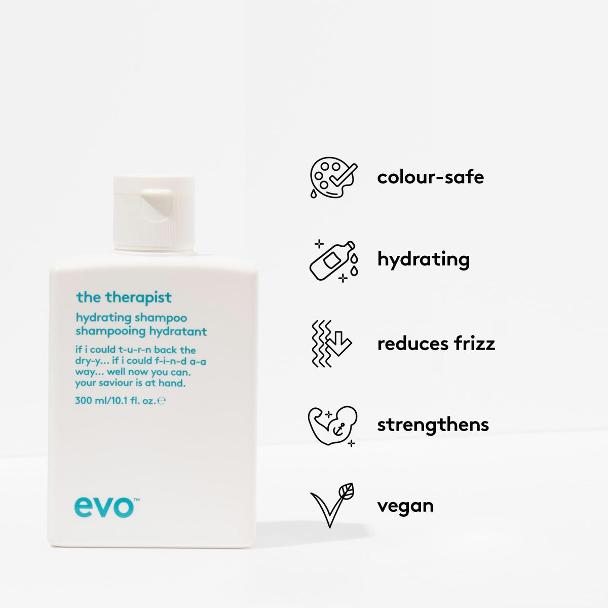 EVO shampoo lather texture illustrating gentle cleansing and moisture