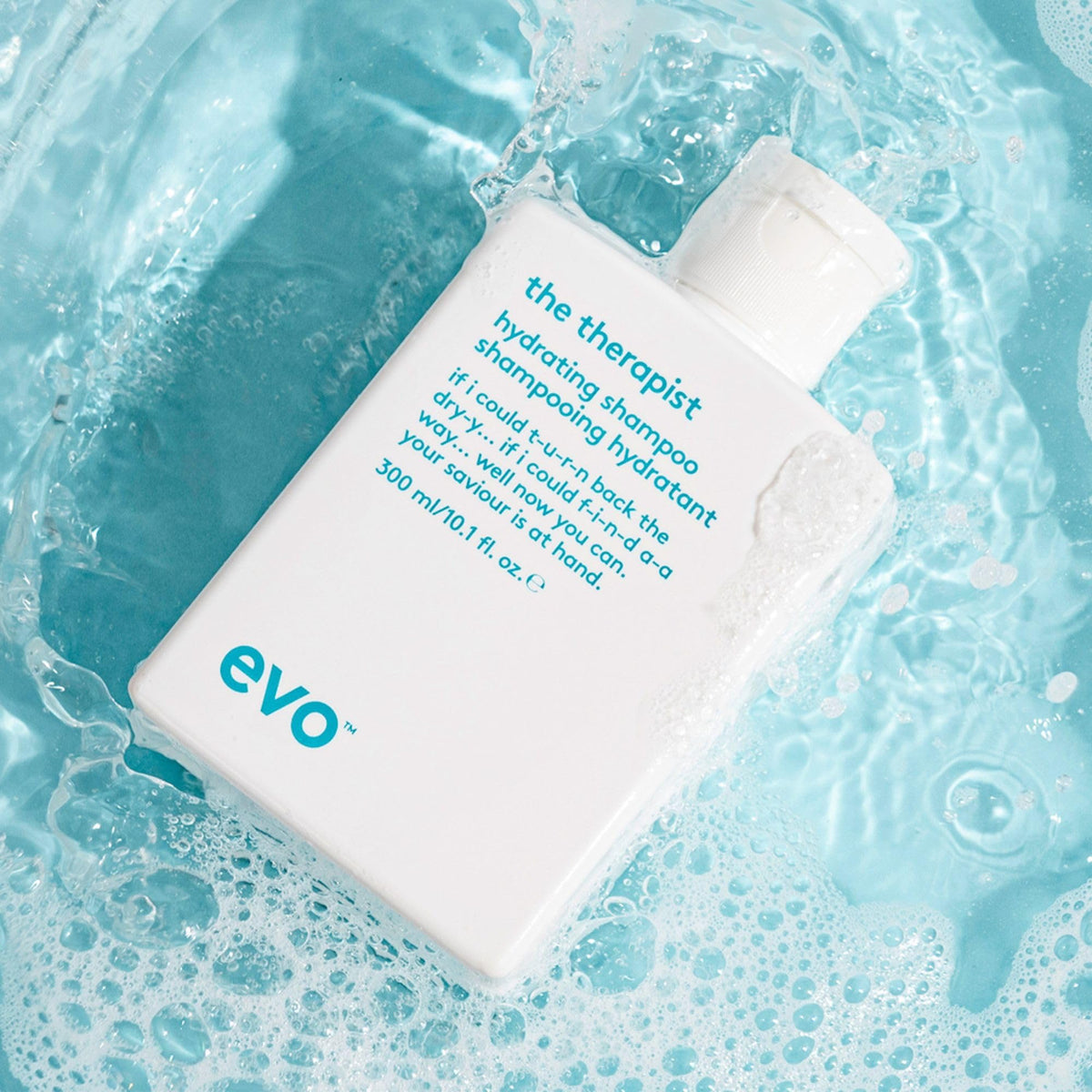 EVO bottle next to ruler showing 10.1 fl oz size and travel-friendly benefit