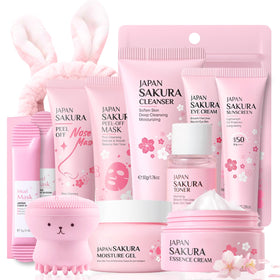 Evolvique front packaging showing the 11-piece sakura kit and benefits