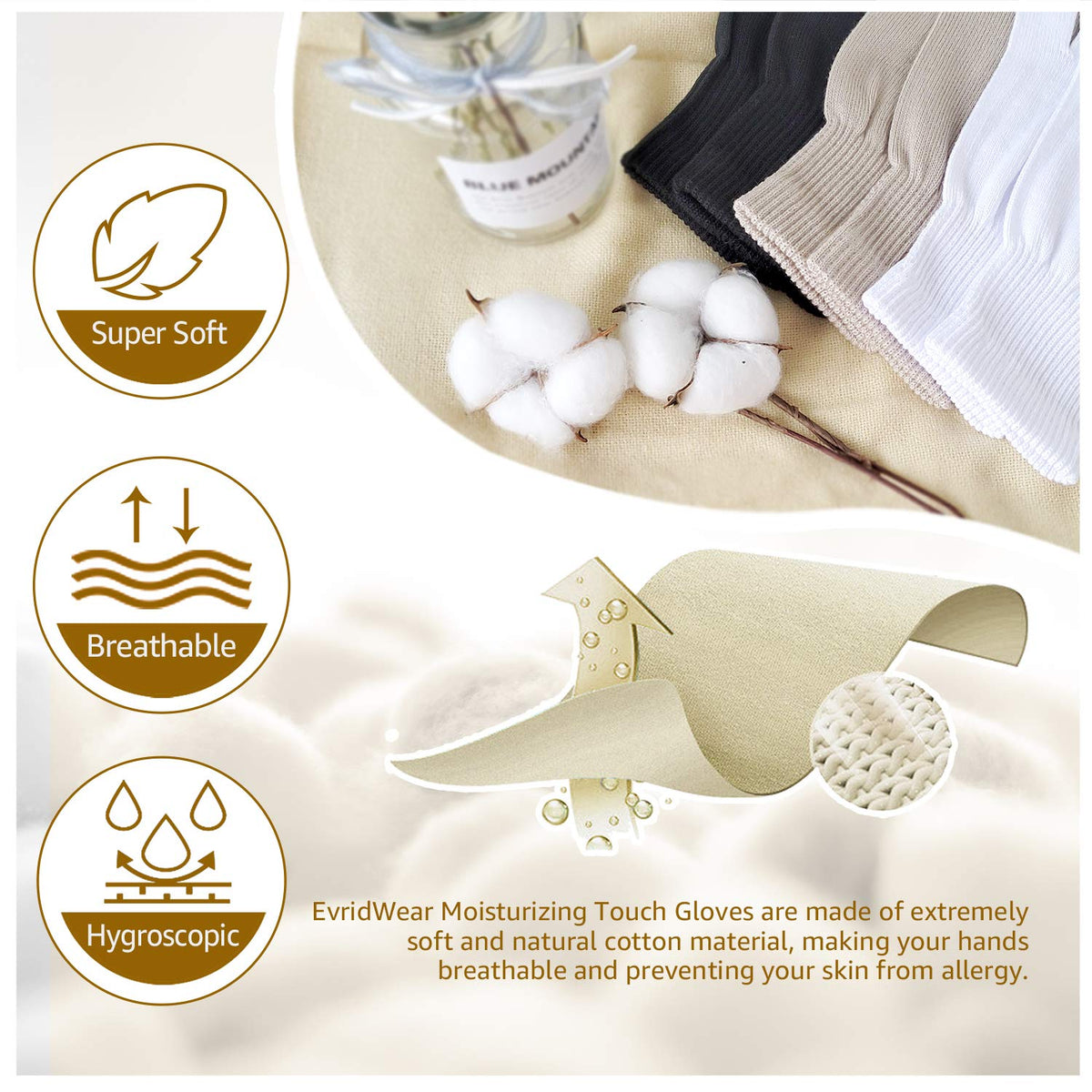 Evridwear close knit texture detail highlighting soft cotton comfort and breathability
