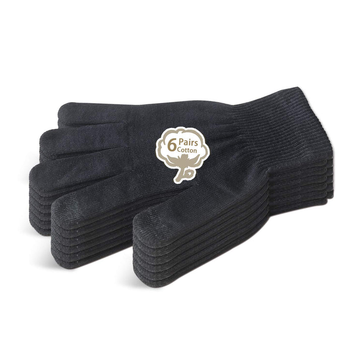 Evridwear front packaging of six pairs showing black gloves and sizing benefits