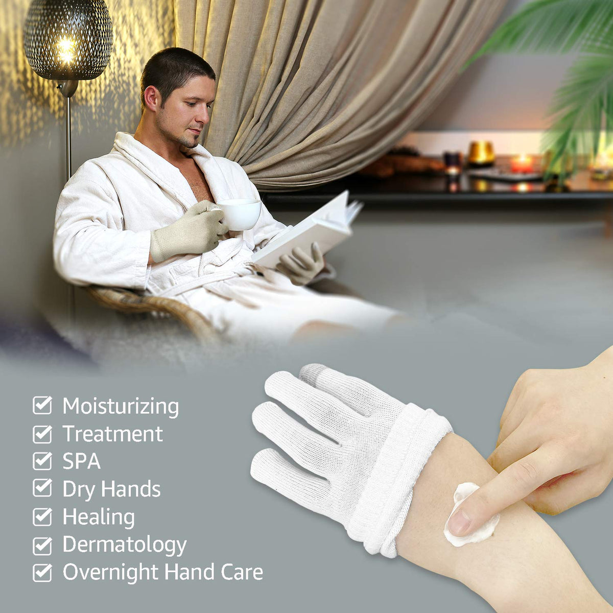 evridwear gloves worn on hands while applying cream for protection