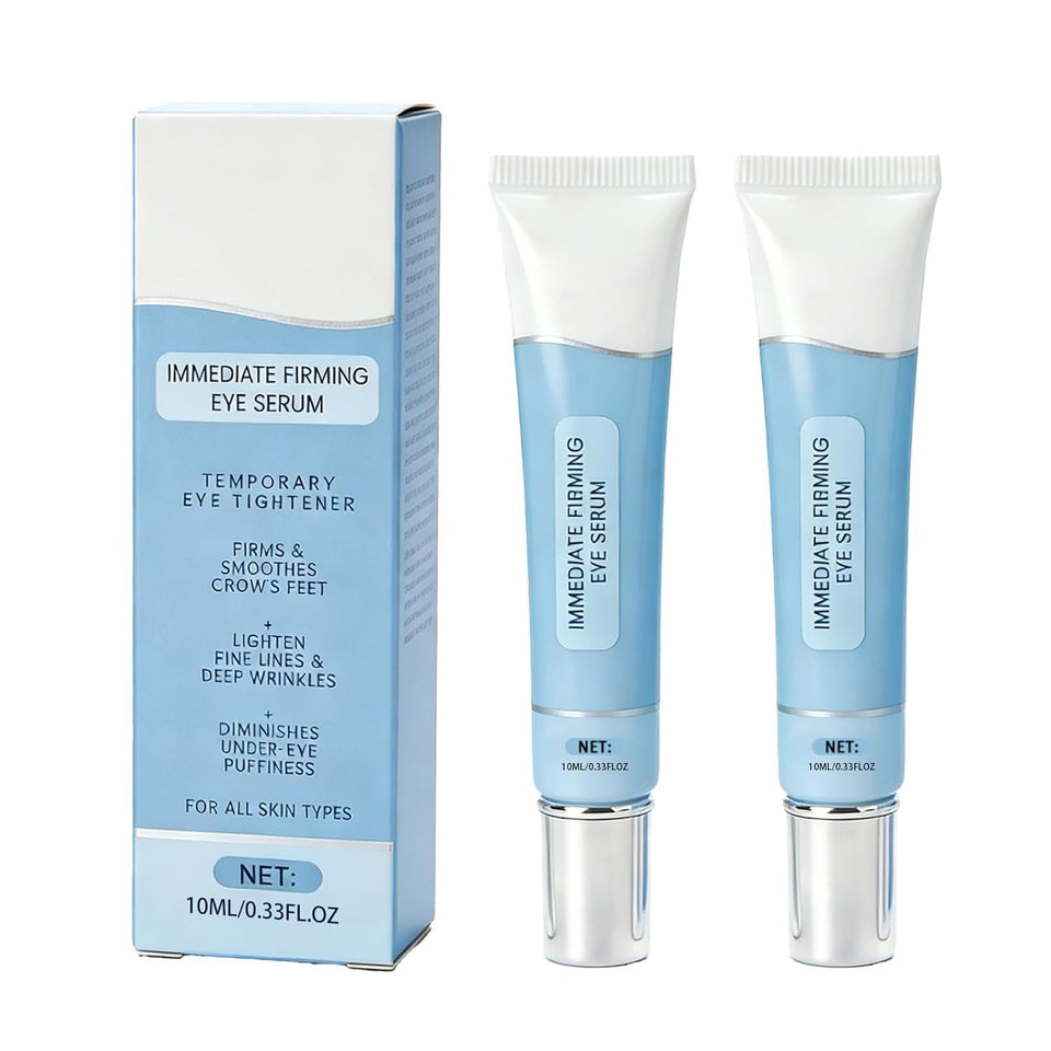 EXGYAN eye serum front packaging shows compact tube and instant firming benefit