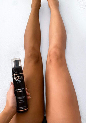 Existing Beauty application with mitt demonstrating streak-free blending and hand protection