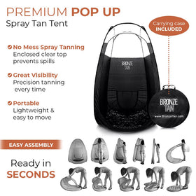 Existing Beauty tent folded in carrying case showing portability benefit