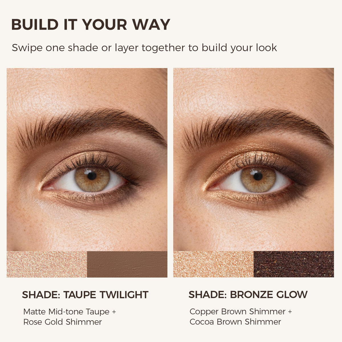 exmiloo four shades swatched flatlay for quick shade selection benefit