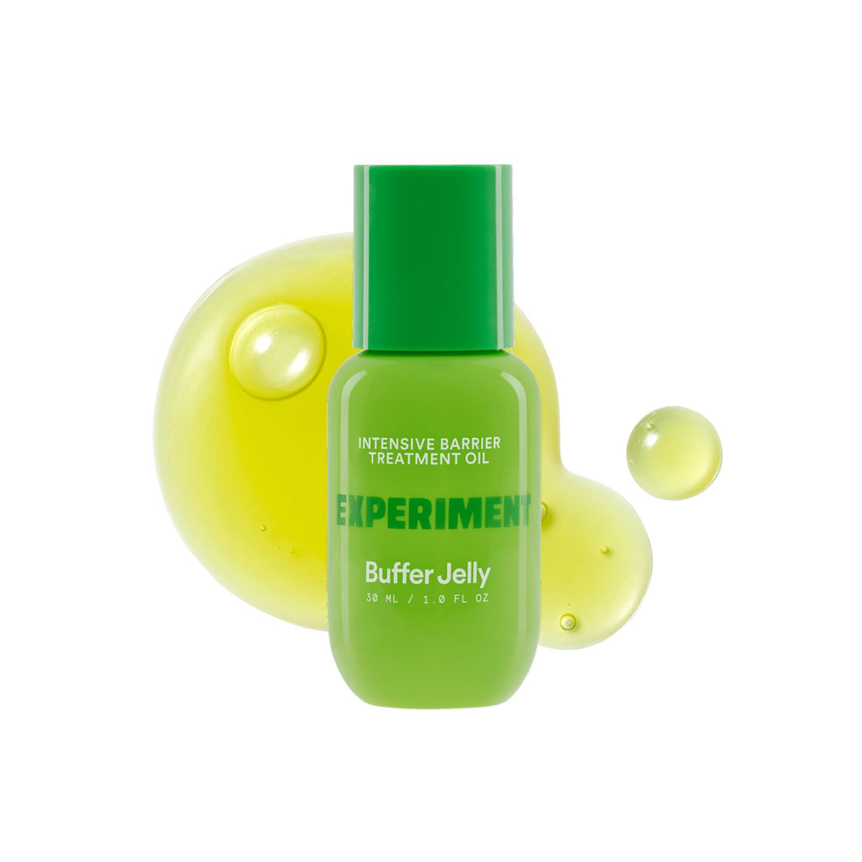Experiment bottle front view showing clean design and nourishing oil benefit