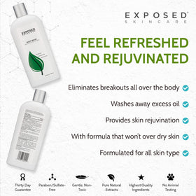 Exposed Skin Care in-shower use showing targeted application to back and chest