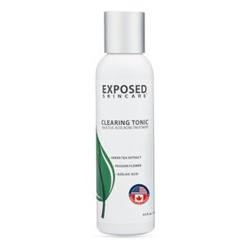 Exposed Skin Care clearing tonic front packaging showing clean label and benefits