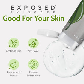 Exposed Skin Care label close-up showing active 1% salicylic acid and clean formula