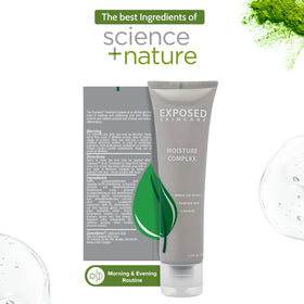 Exposed Skin Care application on hand demonstrating lightweight hydration benefit