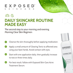 Exposed Skin Care toner used in morning routine emphasizing prepping skin for treatment