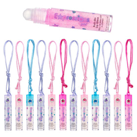 EXPRESSIONS front packaging showing 12 gloss necklaces and colorful fruits