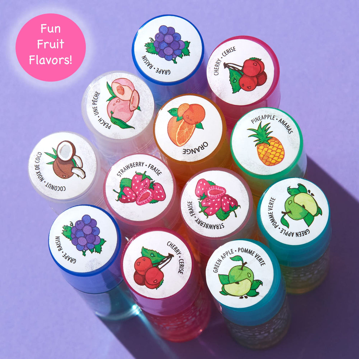 Expressions Girl color variety array with assorted fruity gloss shades visible