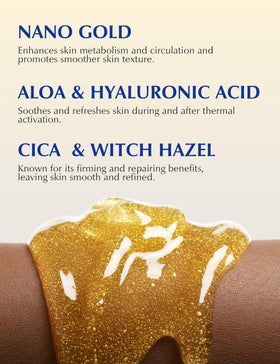 EXPRESSIONS WELLNESS shining micro gold particles close-up for radiance boost
