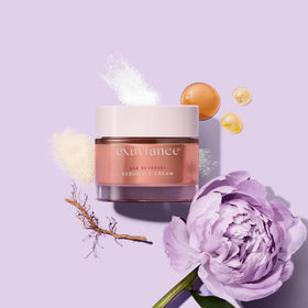 EXUVIANCE applying cream to cheek and neck showing targeted firming benefit