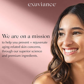EXUVIANCE cleanser on bathroom shelf in routine setting for lifestyle appeal