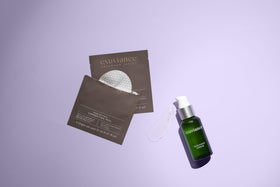 EXUVIANCE label closeup showing product name and active ingredients benefit