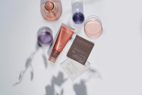 EXUVIANCE in bathroom morning routine setting illustrating everyday protective use